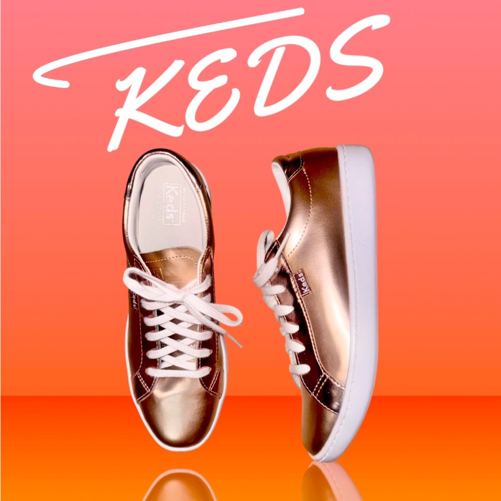 Wrn1X 💕 KEDS ACE ROSE GOLD LEATHER sneakers girl’s tennis shoes size 4